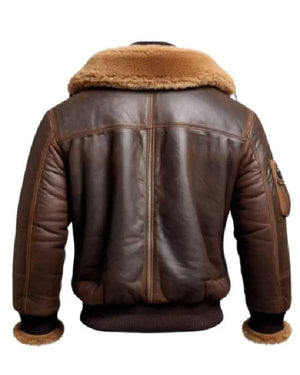 Men Aviator Fur Shearling Bomber Leather Jacket