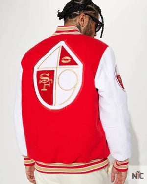 49ers Inspired Red & White Wool Varsity Jacket