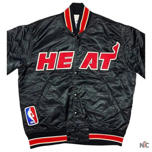 90s Miami Heat Inspired Satin Black Jacket
