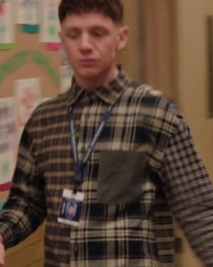 Abbott Elementary S06 Chris Perfetti Patchwork Plaid Shirt