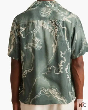 Access Hollywood Scott Evans Green Printed Shirt