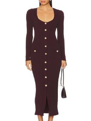 Brooke Logan The Bold and the Beautiful Burgundy Button Front Dress