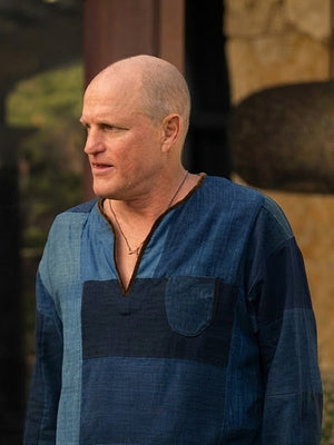 Woody Harrelson Brothers 2026 Blue Patchwork Top