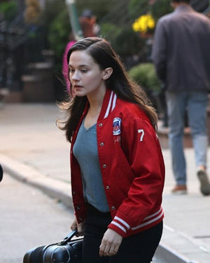 Cailee Spaeny Deep Cuts Red Bomber Jacket - view 4