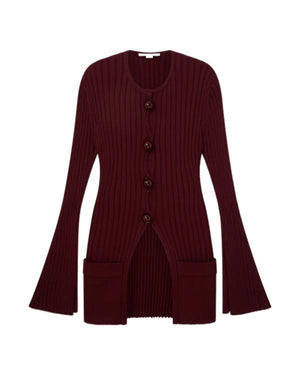 War S01 Sienna Miller Burgundy Ribbed Knit Cardigan - view 2