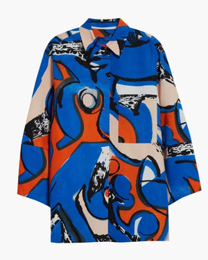 Elsbeth S03 Carrie Preston Blue Graphics Print Shirt