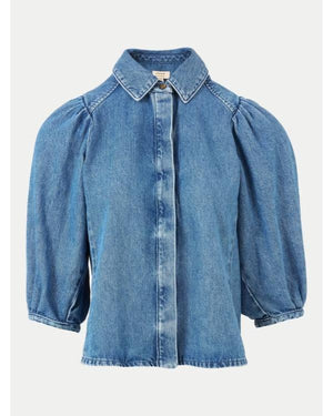 Coleen Rooney S01 Coleen Rooney Puff Sleeve Denim Shirt