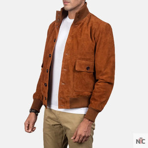 Eaton Brown Suede Bomber Jacket