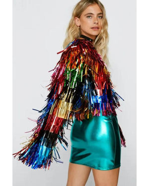 Elsbeth S03 Carrie Preston Multicolor Tinsel Cropped Jacket