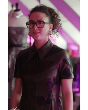 Emily In Paris S04 Anaïs Weill Floral Patchwork Leather Dress