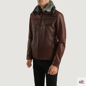 Evan Hart Fur Brown Leather Jacket