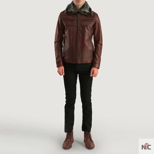 Evan Hart Fur Brown Leather Jacket
