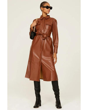 Good Morning America Rhiannon Ally Brown Leather Shirt Dress - view 2