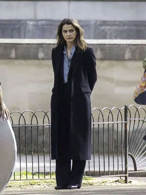 The Diplomat S04 Keri Russell Black Wool Coat