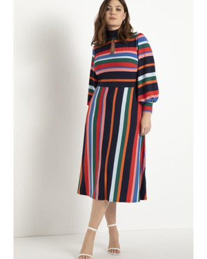 Reasonable Doubt S04 Angela Grovey Striped Keyhole Maxi Dress - view 3