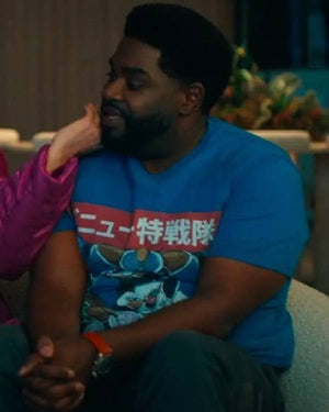 Loot Ron Funches Blue Graphic T-shirt