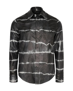 Love Is Blind S11 Nick Lachey Tie Dye Black Leather Shirt - view 3