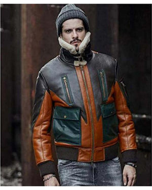 Men's Sheepskin Shearling Bomber Leather Jacket - view 2