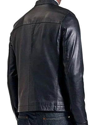 Sheepskin Slim Fit Men Black Leather Jacket