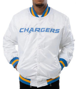 LA Chargers Bomber Blue And White Jacket