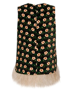 Loot S03 Maya Rudolph Floral Print Feather Trim Top