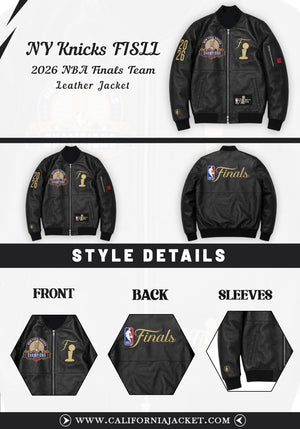NY Knicks FISLL 2026 NBA Finals Team Leather Jacket