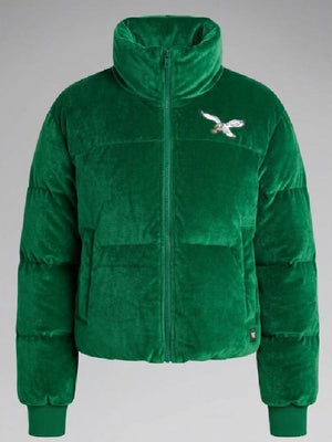 Green Velvet Puffer Jacket