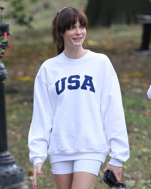 Cara Delevingne Preppy White USA Sweatshirt