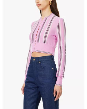 Reasonable Doubt S04 Pink Striped Cropped Cardigan - view 3