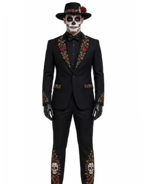 Day of The Dead Halloween Sugar Skull Tuxedo Suit - view 2