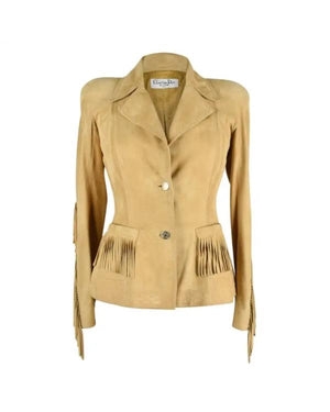 The Celebrity Traitors S02 Jerry Hall Suede Fringed Blazer Jacket - view 2