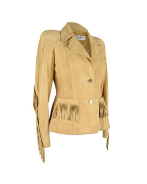 The Celebrity Traitors S02 Jerry Hall Suede Fringed Blazer Jacket - view 3