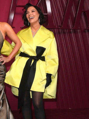 The Kardashians S8 Kris Jenner Yellow Wrap Coat - view 2
