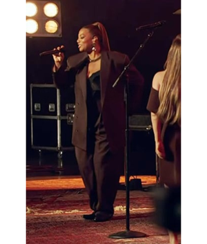 The Voice Queen Latifah Brown Double Breasted Blazer - view 5
