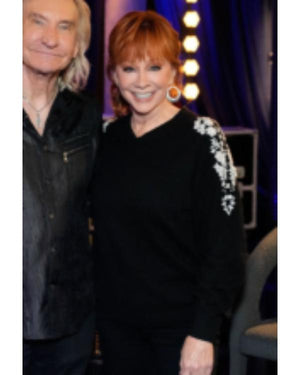 The Voice S28 Reba McEntire Black Embroidered Sweater