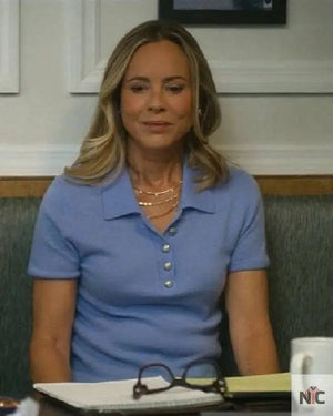The Waterfront S01 Mae Buckley Blue Polo Top