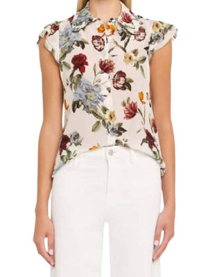 The Today Show Laura Jarrett White Floral Silk Top