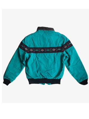 Vintage 90s Carhart Aztec Turquoise Blue Jacket