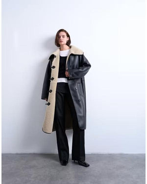 Ted Lasso S04 Tracey Ullman Black Longline Leather Coat - view 2