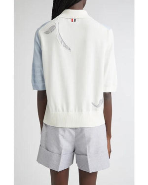 Celebrity Wheel of Fortune S07 Gillian Jacobs Feather Polo Sweater - view 5