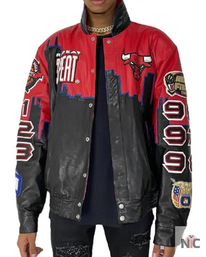 Chicago Bulls Inspired 3-Peat Championship Genuine Leather Jacket
