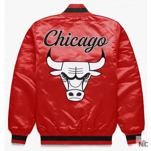 Chicago Bulls Inspired Exclusive Red Satin Jacket