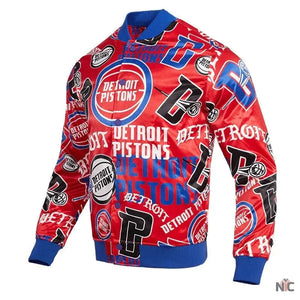 Detroit Pistons Inspired Aop Satin Varsity Jacket