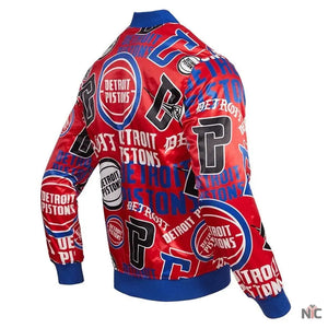 Detroit Pistons Inspired Aop Satin Varsity Jacket