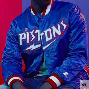 Detroit Pistons Inspired Classic Varsity Satin Jacket