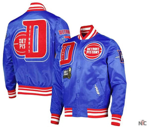 Detroit Pistons Inspired Finals 3x Champions Mash Up Satin Jacket