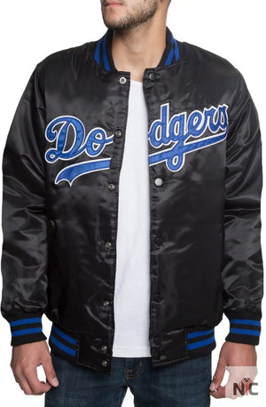 Dodgers Inspired Black Satin Jacket