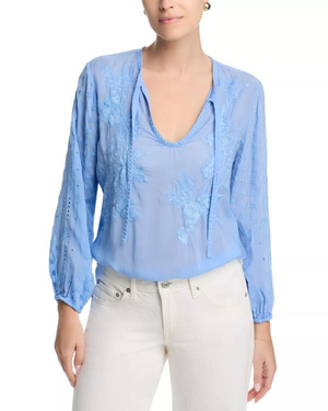 The Young And The Restless Sharon Case Blue Eyelet Top