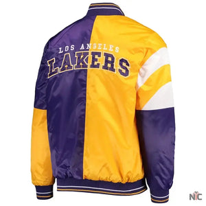 LA Lakers Inspired 75th Anniversary Leader Color Block Satin Jacket