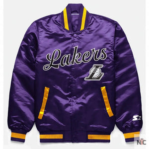 LA Lakers Inspired Exclusive Purple Satin Jacket